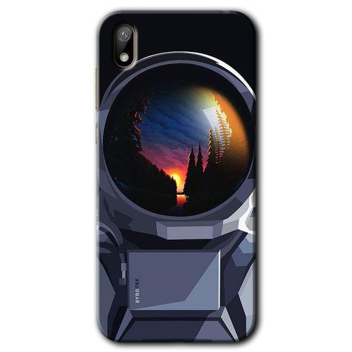 Huawei Y5 2019 Kılıf HD Desen Baskılı Arka Kapak - Astronot + Kırılmaz Cam