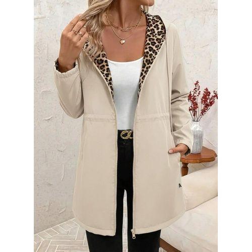 Kadın Uzun Kollu Kapşonlu çift Taraflı Cepli Bağcıklı Fermuarlı Viskon Iki Iplik Ceket