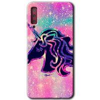 Galaxy A7 2018 Kılıf HD Desen Baskılı Arka Kapak - Unicorn Kristal