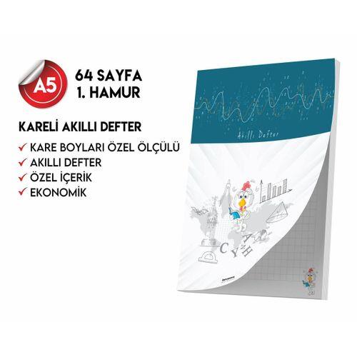 Kareli Not Defteri 64 Sayfa Akıllı Defter Tekli A5 Tam Beyaz Tekli