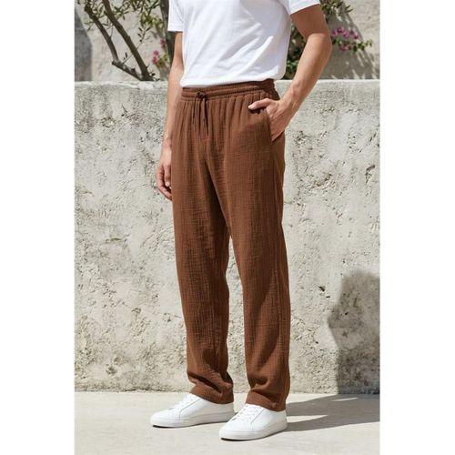 Hafif ve Rahat Müslin Baggy Erkek Pantolon - Kahve