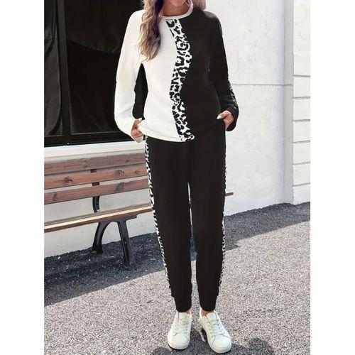Kadın Uzun Kollu Bisiklet Yaka çift Renkli Viskon Iki Iplik Bluz Ve Pantolon Ikili Takım