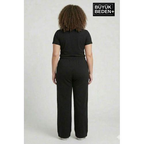 Kadın Büyük Beden Bol Paça  Yüksek Bel Lastikli NewYork Baskılı Eşofman Altı SPR26BEA988-5