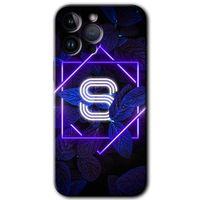 Potkal Hediye Fabrikası iPhone 14 Pro Max HD Baskılı Kılıf + 9D Tam Ekran Koruyucu - Dark Neon Yaprak S Harfi