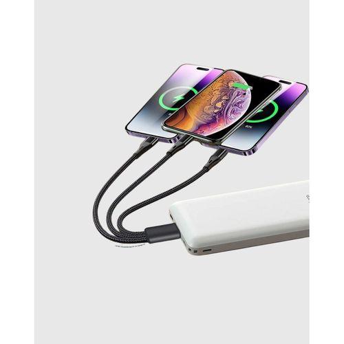 3 Başlıklı Hızlı Şarj Kablosu Metal Alaşımlı Dayanıklı Ve Akıllı Çipli