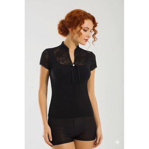 Berrak Dantelli Yarım Kollu Kadın Bluz Elestan