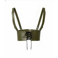 Haki Kadın Kemer Bağcıklı Korse Tipi Geniş Bel Aksesuarı - Brf1429