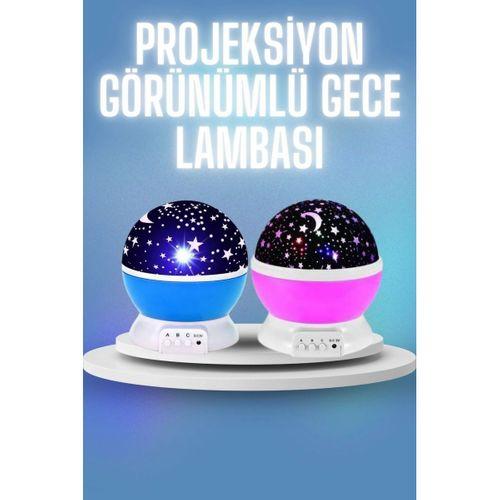 Renkli Yıldızlı Gökyüzü Projeksiyon Gece Lambası Pilli Ve Usb Kablolu