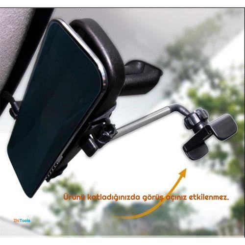 Zhltools Araç İçi Dikiz Aynası Telefon Tutucu Teleskopik Telefon Tutacağı Beyaz