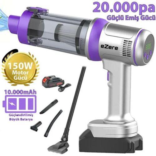 Ezere Powerstorm Kablosuz El Süpürgesi 20000Pa Çekim Gücü, 3 Kademeli, HEPA Filtre, 21V 2.0Ah Batarya