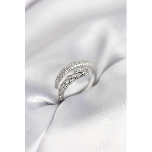 Gümüş Renk Zirkon Taşlı Sarmal Kadın Yüzük