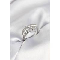 Gümüş Renk Zirkon Taşlı Sarmal Kadın Yüzük