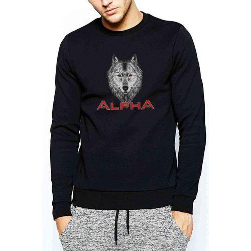 Wolf Alpha Baskılı Siyah Erkek Sweatshirt