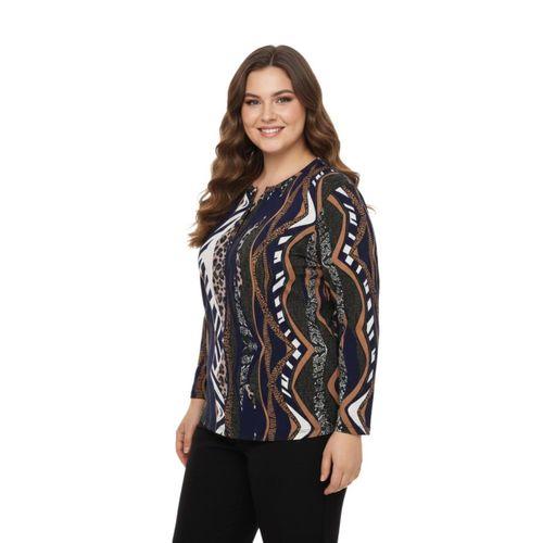 Kadın V Yaka Baskılı 2 Düğmeli Bluz BGL-ST05096