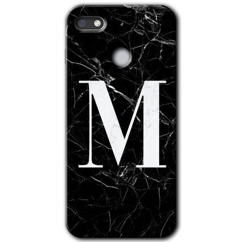 General Mobile GM 8 Go Kılıf HD Desen Baskılı Arka Kapak - Siyah Mermer Desenli M Harfi