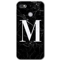 General Mobile GM 8 Go Kılıf HD Desen Baskılı Arka Kapak - Siyah Mermer Desenli M Harfi