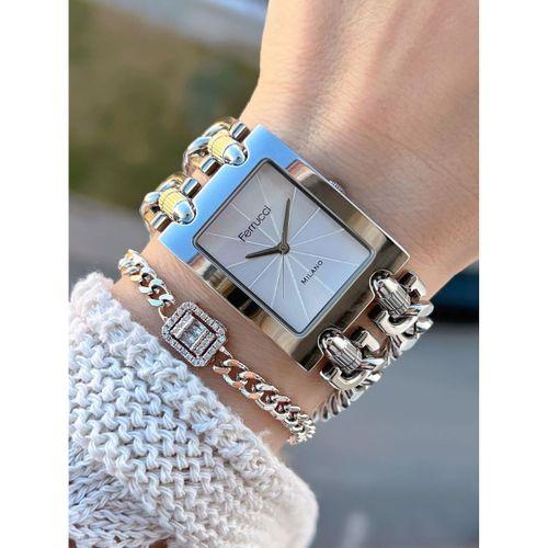 Ferrucci Zincir Tasarım 2 Yıl Garantili 3 Atm Suya Dayanıklı Kadın Kol Saati+Bileklik Z.03649.7