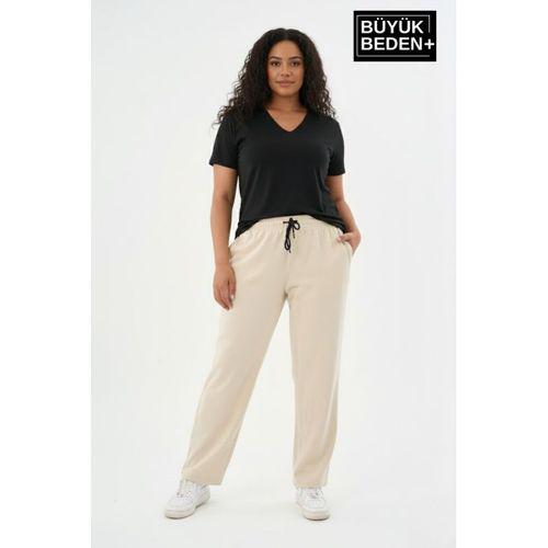 Kadın Büyük Beden Rahat Kesim Paça Reçmeli İnce Eşofman Altı SPR26EAK952