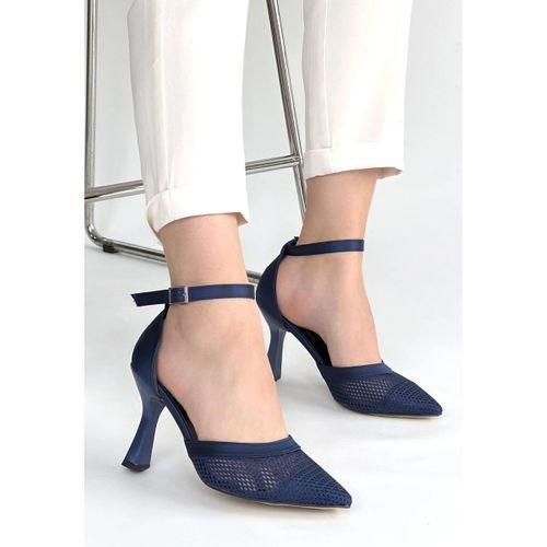 Keny Lacivert Saten Topuklu Ayakkabı