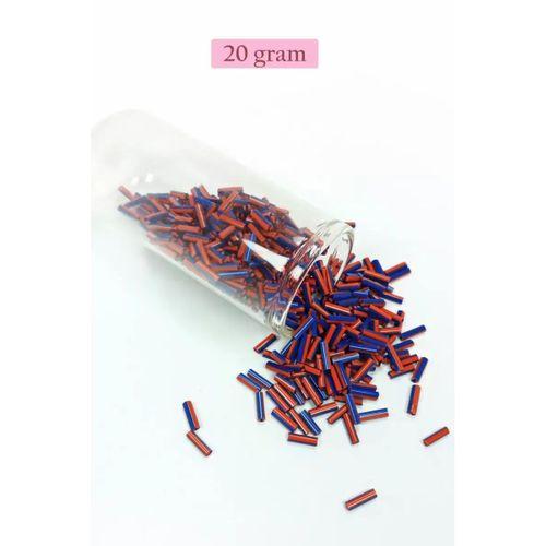 Uzun Boru Kesme Boncuk Çap 2mm Uzunluk 10 mm - 20 Gram - Turuncu Mavi - BNC238