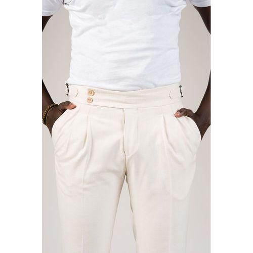 Perpant Slimfit Çift Pileli Kemer Tokalı Yazlık Kumaş Pantolon