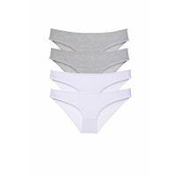 4 adet Süper Eko Set Likralı Kadın Slip Külot Gri Beyaz