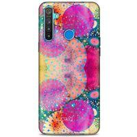 Oppo Realme 5i Kılıf Pastel Renkler (47) Crystal Flex Kılıf Fuşya Sarı
