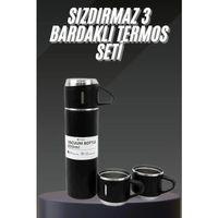 Termos Seti Paslanmaz Çelik 3 Bardaklı Vakumlu Termos Set 500 Ml 12 Saate Kadar Isı Koruma
