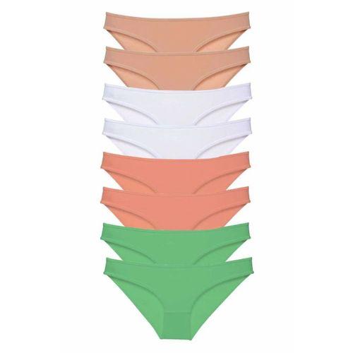 8 adet Süper Eko Set Likralı Kadın Slip Külot Ten Beyaz Pudra Yeşil