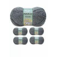 5 Adet Vizon Premium Akrilik El Örgü İpi Yünü Renk No:193 Loş Gri