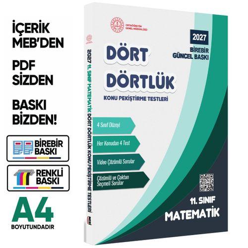 2027 MEBİ-OGM 11  Sınıf Dört Dörtlük Matematik Pekiştirme Testi A4 Renkli Soru Bankası BASKI ÜCRETİ