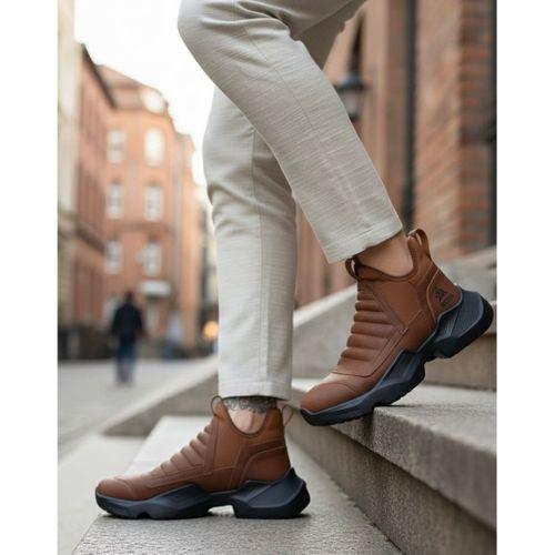 BA0401 Bağcıksız Rahat Yüksek Taban Taba Erkek Spor Yarım Bilek Bot