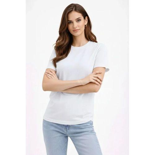Bisiklet Yaka Tişört Regular Kalıp Basic Pamuklu Günlük Kullanım T-shirt - Beyaz