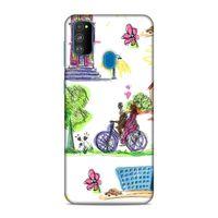 Samsung Galaxy M30s Kılıf Pembe Sehir Arka Kapak Silikon Koruma Full Koruyucu