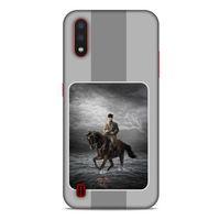 Samsung Galaxy A01 Kılıf Atatürk (39) Liquid Crystal Kılıf Gri Şerit