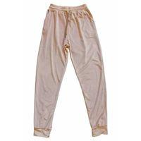 Parlak Kadife Cepli Pantolon Eşofman Pijama Altı Unisex Lastikli Paça Bej