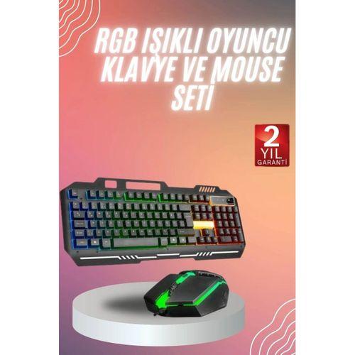 Rgb Işıklı Klavye Q Klavye Mouse Hediyeli