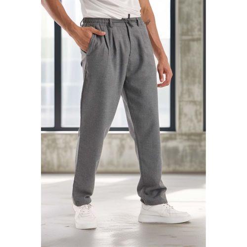 Bezayağı Kumaş Relax Fit Duble Paça Jogger Pantolon - Gri