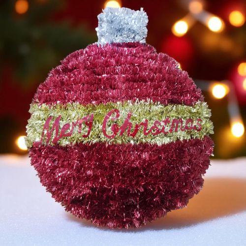 YÜKSEK KALİTE YILBAŞI TOPU DEKORU KIRMIZI GOLD TOP DEKORU METALİK YILBAŞI VİTRİN DEKORLARI 28X23 CM