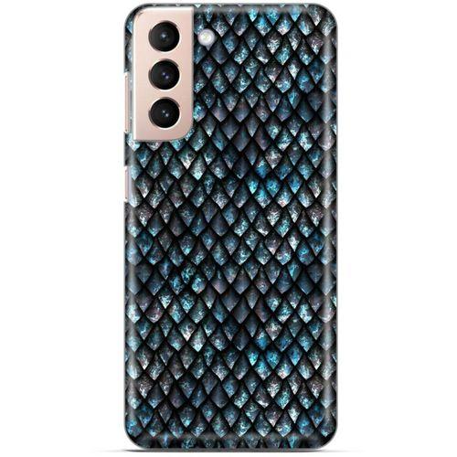Samsung Galaxy S21 Kılıf Dragons (10) Full Koruma Kılıfı Ejderha Skin Mavi Beyaz