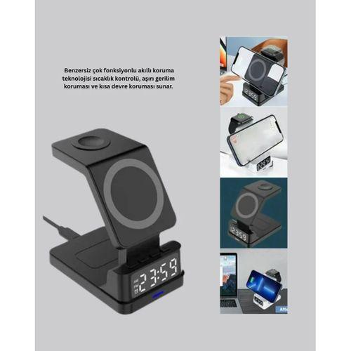 Led Dijital Saatli Kablosuz Şarj Cihazı – 3 Parlaklık Ayarlı, Şarj Koruma Teknolojili