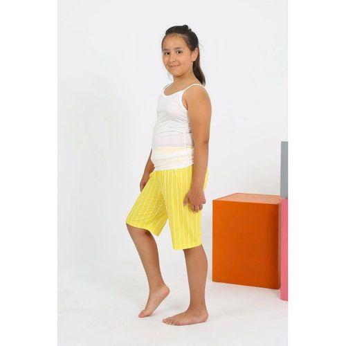 Kız Çocuk İp Askılı Şortlu Penye Beyaz Pijama Takım