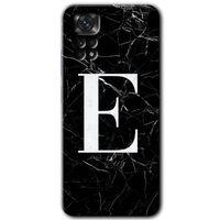 MRCİLETİSİM Xiaomi Redmi Note 11 5G Global Kılıf HD Desen Baskılı Arka Kapak+Temperli Cam-Mermer Desenli E Harf