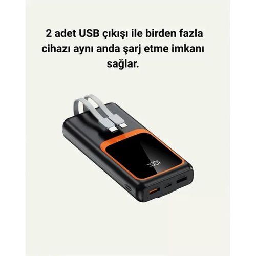 20000 Mah Taşınabilir Powerbank | Çok Kablolu, Hızlı Şarj Destekli (22.5w)