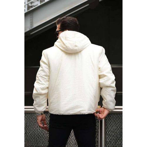 Oversize Cep Detaylı Kapüşonlu Hafif Şişme Mont - Ekru