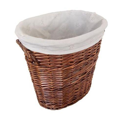 Hasır Sepet Oval Şekilli İçi Kumaşlı Kahverengi 36X36X26 Cm