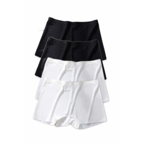 4 Adet Kadın Dikişsiz Görünmez İz Yapmaz Mini Şort Boxer Siyah Beyaz