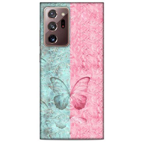 Samsung Galaxy Note 20 Ultra Kılıf Kelebek Etkisi (30) Silicone Case Turkuaz Pembe