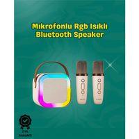 İki Mikrofonlu Renkli Led Işıklı Karaoke Cihazı