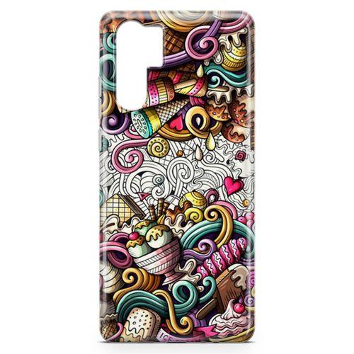 Huawei P30 Pro Kılıf Dondurma Doodle Arka Kapak Koruma Desenli Full Koruyucu
